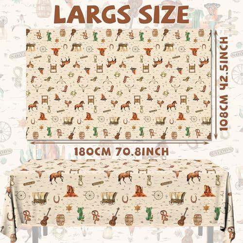 Western Cowboy Party Tablecloth Set 3 Pcs