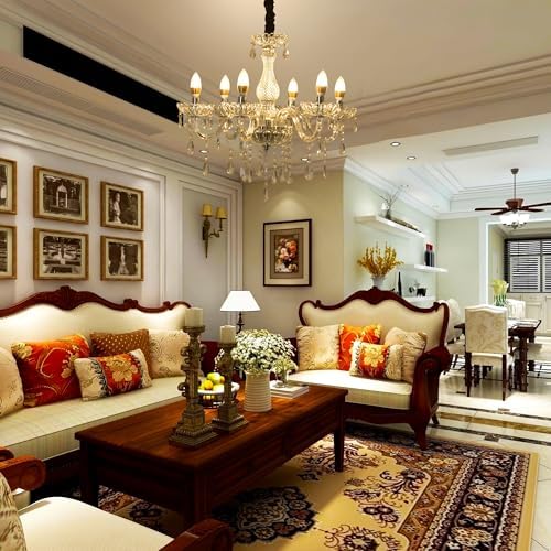 Crystal Candle Chandelier 6 Lights Pendant Light Fixture