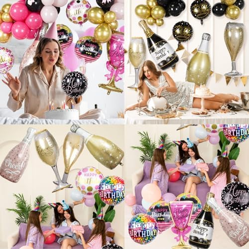 Glamorous Happy Birthday Foil Balloons Set