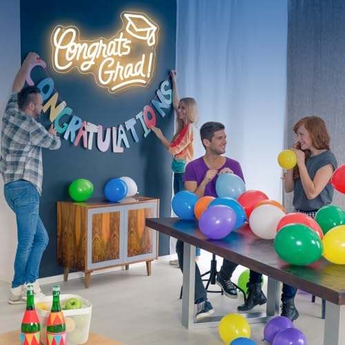 Congrats Grad Neon Sign with Cap 16x11 Inch