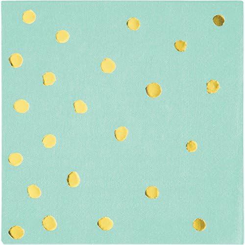 Creative Converting Mint Green Gold Polka Dot Napkins 16pcs