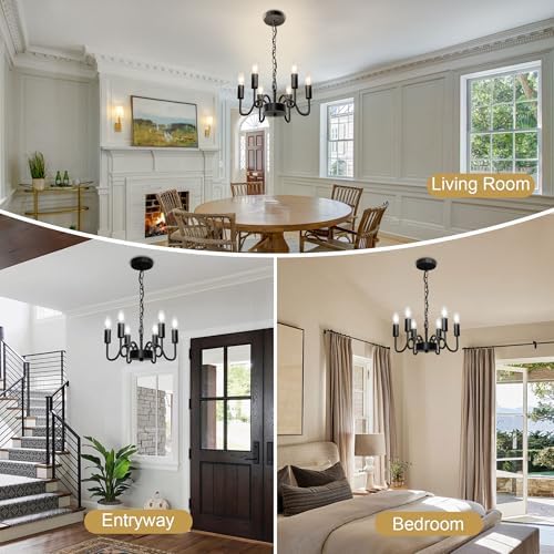 Hansang Black Chandelier with Adjustable Rope