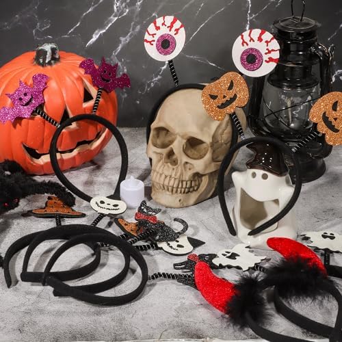 Aodaer 9 Pack Halloween Glitter Headbands Set
