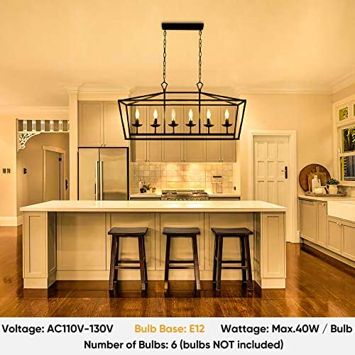 Shine Decor 6 Light Kitchen Island Linear Chandelier