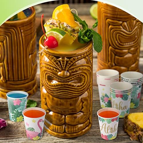 Hoolerry 60 Piece Tropical Luau Cups Aloha Party