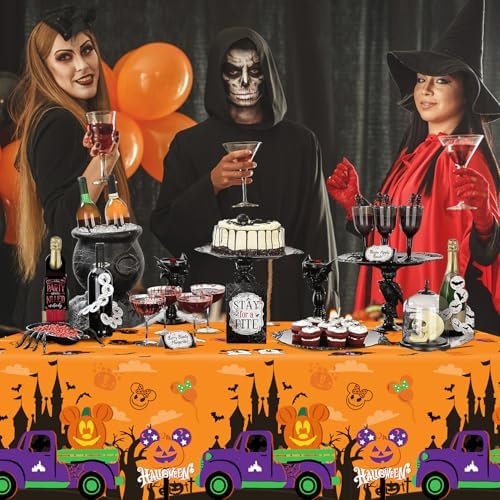 3Pcs Halloween Tablecloths with Mouse and Pumpkin Designs