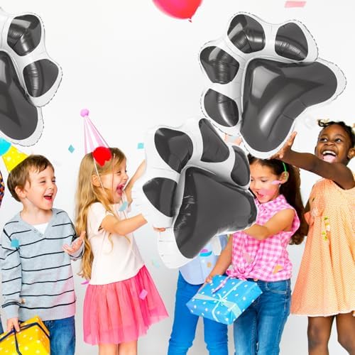 Hungdao 9 Pcs Jumbo Grey Dog Paw Foil Balloons