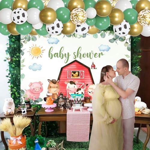 Sage Green Farm Animal Baby Shower Decorations