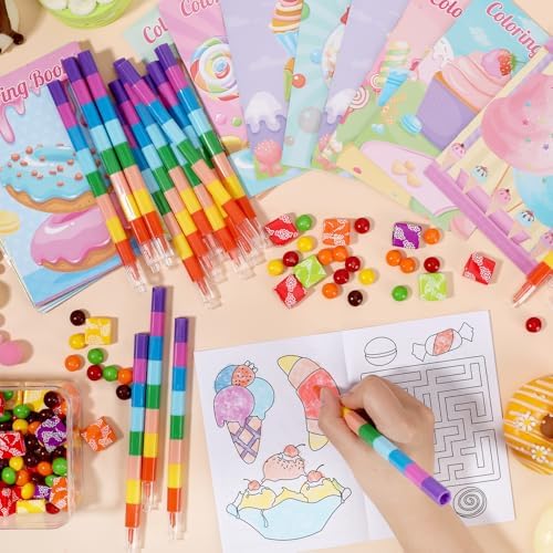 BenLouis 24 Mini Coloring Books with Stacking Crayons