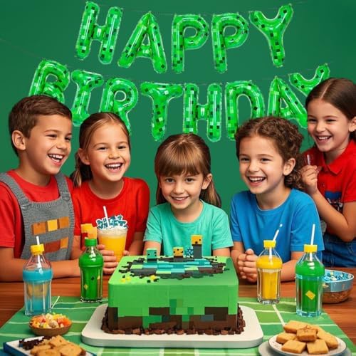 Pixel Birthday Balloons Happy Birthday Decorations for Boys