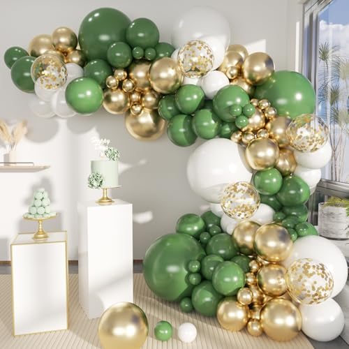 Green White Gold Balloon Arch Kit for Weddings and Events