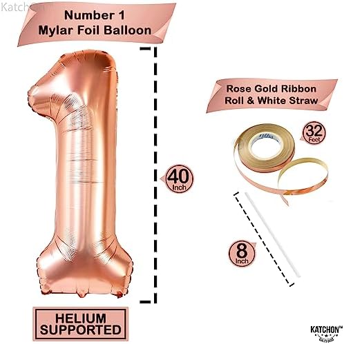 KatchOn Rose Gold 1 Balloon Banner Pack of 12