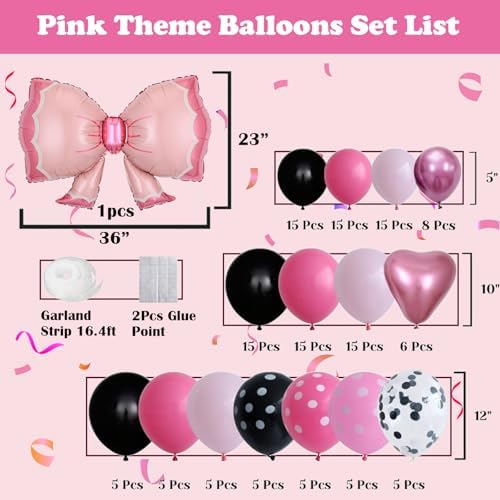 Pink Theme Birthday Balloons Garland Arch Kit 143Pcs