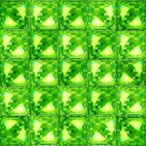 Green Pixel Miner Theme Balloons 25 Pcs Set