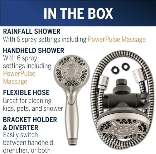 Waterpik 12-Mode 2-in-1 Dual Shower Head System with PowerPulse Massage