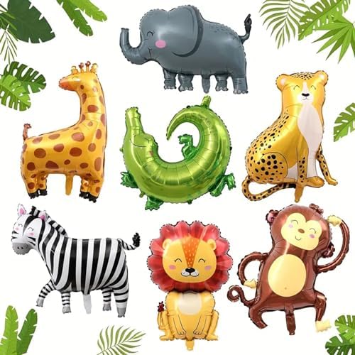 7pcs Jungle Safari Animal Balloons for Birthday Party Decor