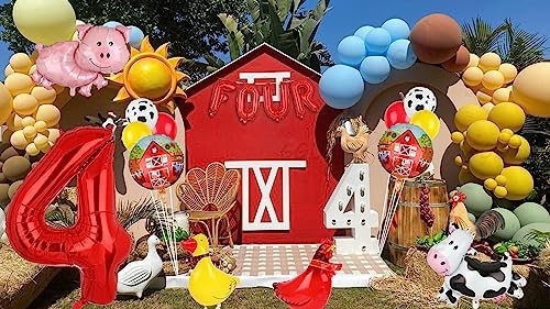 Farm Animal 4th Birthday Balloons Decor Set - 14 Pieces