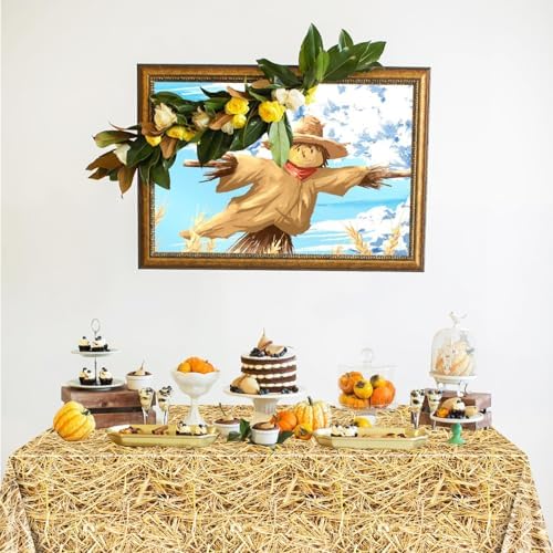 4Pcs Straw Tablecovers Western Farm Theme Party Decorations