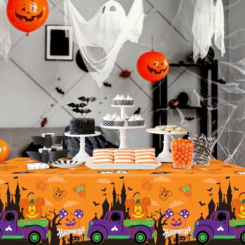 3Pcs Halloween Tablecloths with Mouse and Pumpkin Designs