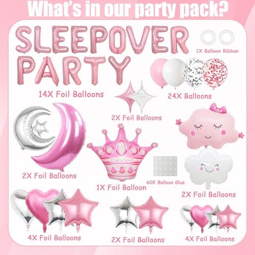 Sleepover Party Balloon Set for Girls