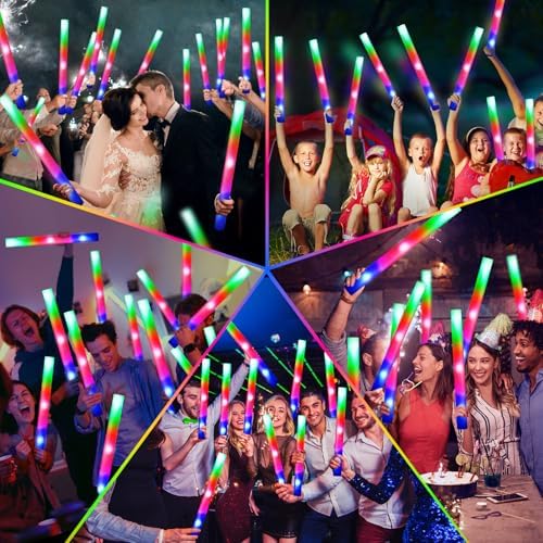 OLUPP 124 PCS Foam Glow Sticks with 3 Modes