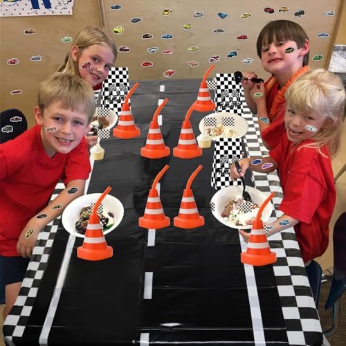8-Pack Construction Cone Cups with Straws for Kids Party