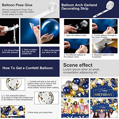 Navy Blue and Gold Birthday Decorations 56 Pcs Party Kit