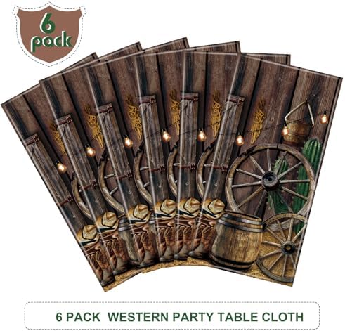 Tiamon 6 Pcs Western Cowboy Table Cover