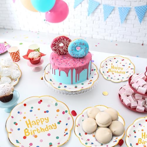 Yungyan 60 Pcs 2 Sizes Happy Birthday Plates