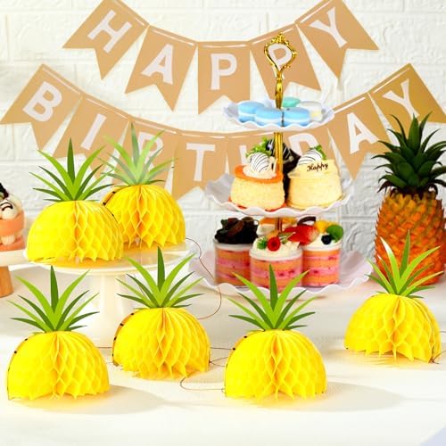 Spiareal 12 Pcs 6 Inch Pineapple Party Hat for Summer Beach Birthday