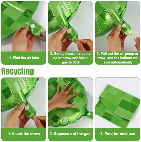8pcs Pixel Balloons 18 Inches Green Party Decorations