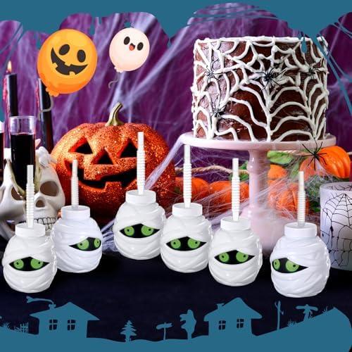 Umigy 24 Pcs Halloween Cups with Lids and Straws