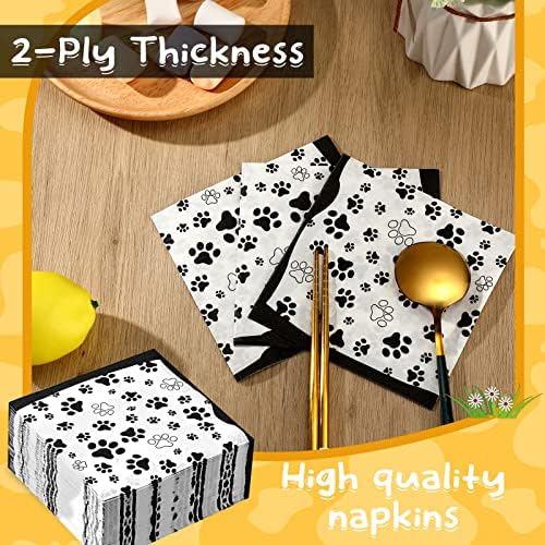 CHENGU 100 Piece Paw Print Napkins 2 Layers