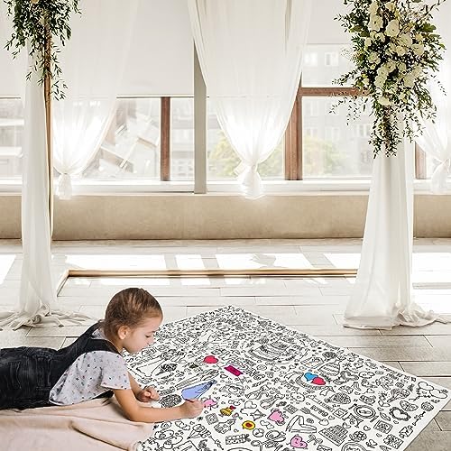 GWHOLE Large Wedding Themed Coloring Tablecloth 40x28 Inch