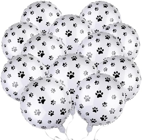 12 Pcs 18 Inch Dog Paw Print Foil Balloons