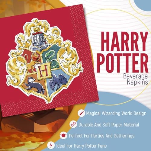 Magical Harry Potter Beverage Napkins Pack of 16 5x5 Enchanting