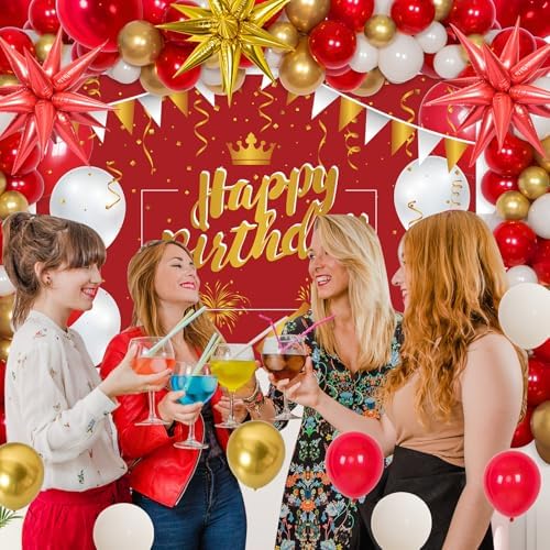 Red and Gold Birthday Decorations Kit