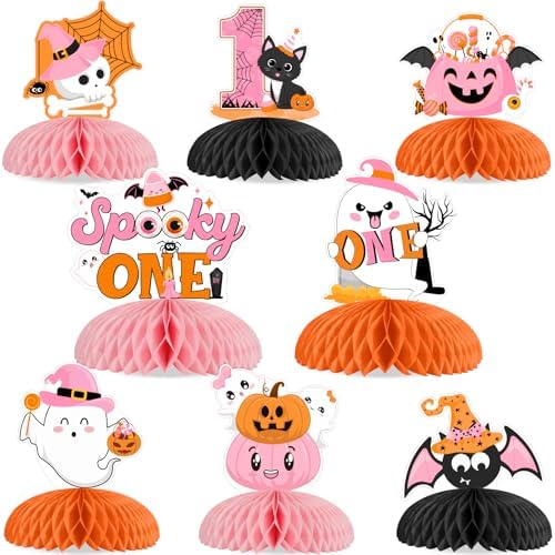 Cheereveal 8Pcs Halloween Birthday Honeycomb Centerpieces for Girls
