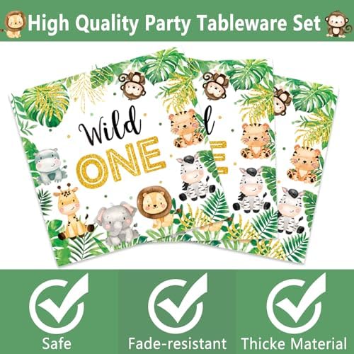 Jungle Safari Baby Shower Tableware Set for 24 Guests