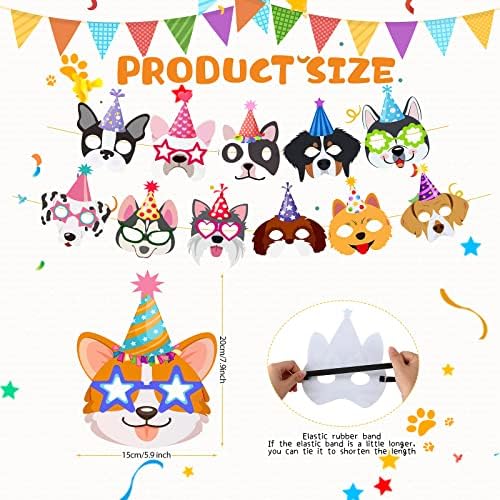 12 Pcs Dog Party Favor Masks for Kids and Adults