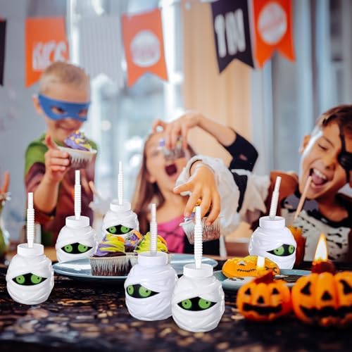 Umigy 24 Pcs Halloween Cups with Lids and Straws