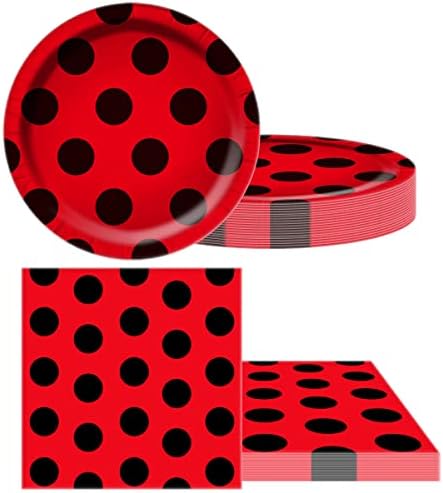 Ladybug Party Tableware Set 20 Plates 20 Napkins Tablecloth