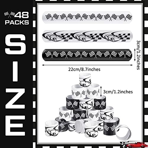 Lewtemi 48 Pcs Race Car Party Favors Slap Bracelets