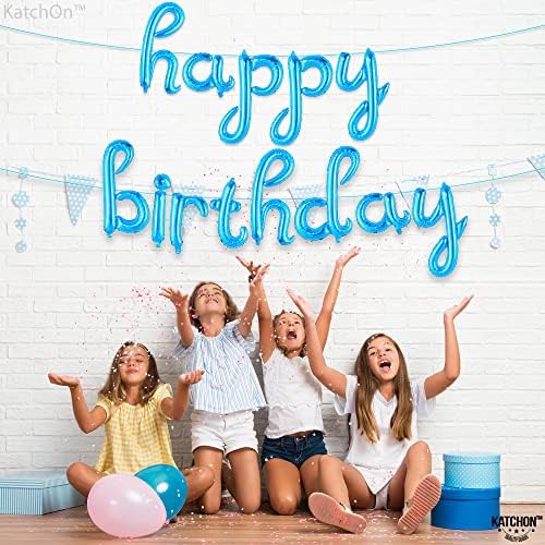 KatchOn Big Blue Number 3 Balloon with Happy Birthday Banner - Pack of 2