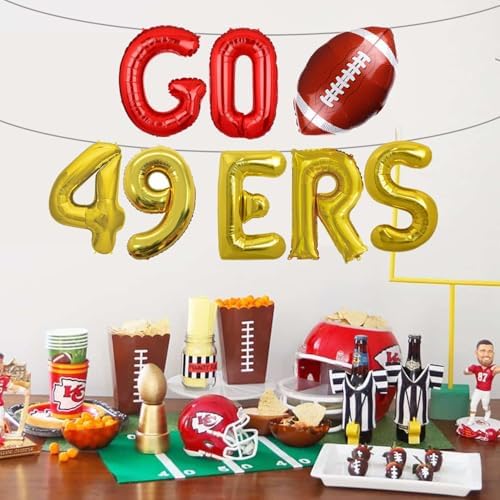 GO 49ERS Foil Balloons Banner Football Party Decor