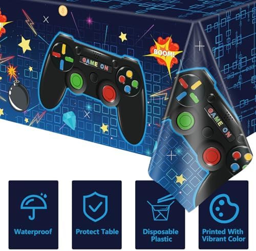 4 Pack Video Game Tablecloths for Birthday Parties
