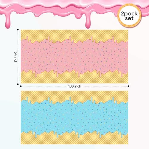 2 Pack Ice Cream Tablecloth for Kids Birthday Party