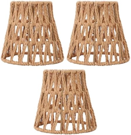 3PCS Rattan Lamp Shades Bohemian Decor for E14 Bulbs