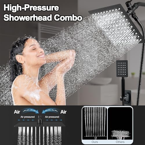 Black Shower Head and Handle Set All Metal