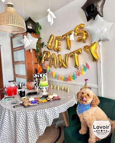 Lovoir 9 Pcs Lets Pawty Balloons Gold Party Decorations